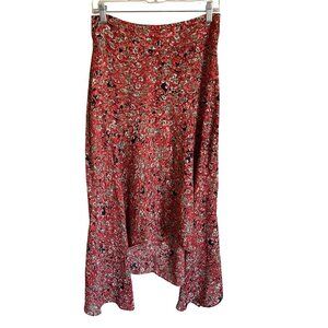 Philippe Le Bac XS/S Orange Midi Dress Black Green Tan White Daisy Hi Lo